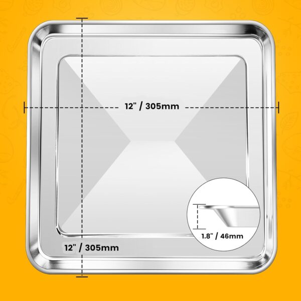 12" × 12" Toaster Oven Baking Pan for Breville Smart Oven BOV800XL, Smart Oven Plus BOV810BSS, Smart Oven Pro BOV845BSS, Smart Oven Air BOV900BSS, Fits for Ninja SP100 SP101 SP201 Air Fry Oven - Image 2