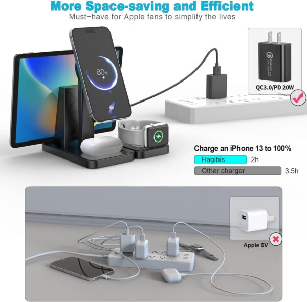 4 in 1 Wireless Charging Station Multiple Devices, Magnetic Fast Mag-Safe Multi Charger Stand for Apple Products iPhone 15 14 13 12 Series, Watch 8 7 6 5 4 3 2 1 AirPods 2 3 4 5 - Image 6