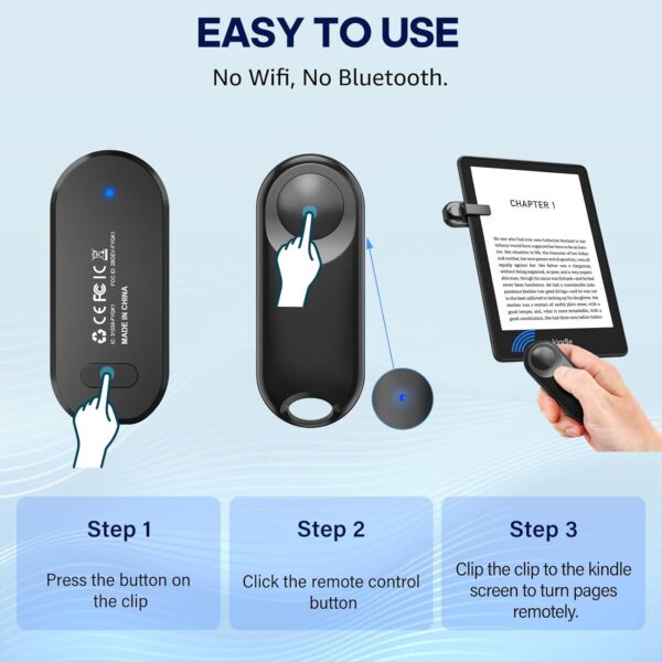 RF Remote Control Page Turner for Kindle Paperwhite,Kindle Accessories Remote Photo and Video for E-Book iPhone iPad Android Tablets Reading Novels Comics Remote Control Extenders - Image 4