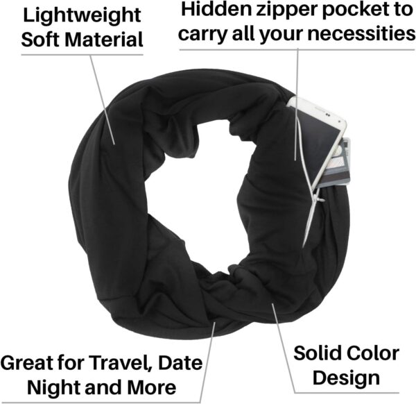 Shop Solid Color Zipper Pocket Infinity - Use as a Face and Mouth Covering Device - Image 3