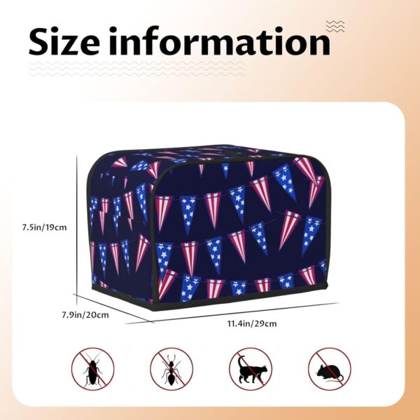 Toaster Covers Kitchen Accessories Decor, 2 Slice Toaster Bread Maker Oven Protector Covers, Dust Proof Fingerprint Covers Colorful Holiday American Flag - Image 5