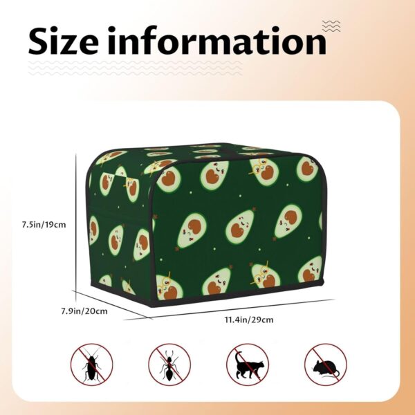 2 Slice Toaster Covers Dust Protection Bread Maker Covers Toaster Cover Kitchen Accessories Washable Appliance Cover Cute Avocado - Image 5