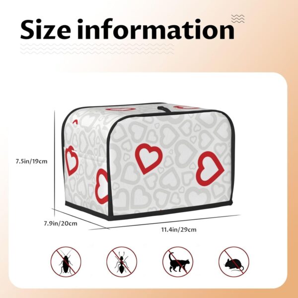 Toaster Covers Kitchen Accessories Decor, 2 Slice Toaster Bread Maker Oven Protector Covers, Dust Proof Fingerprint Covers Love Hearts Pattern - Image 5