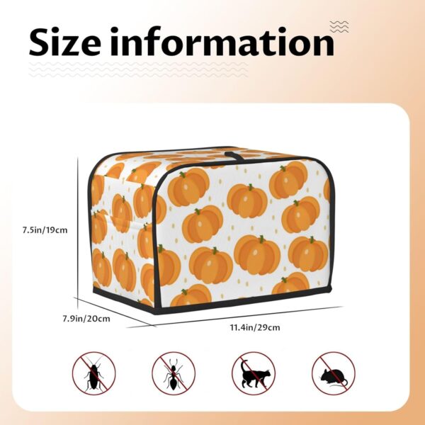 Toaster Covers Kitchen Accessories Decor, 2 Slice Toaster Bread Maker Oven Protector Covers, Dust Proof Fingerprint Covers Pumpkin - Image 5