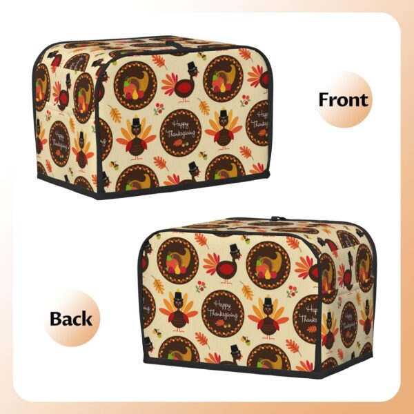 2 Slice Toaster Covers Dust Protection Bread Maker Covers Toaster Cover Kitchen Accessories Washable Appliance Cover Thanksgiving Pattern With Turkeys - Image 3