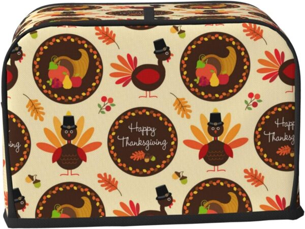 2 Slice Toaster Covers Dust Protection Bread Maker Covers Toaster Cover Kitchen Accessories Washable Appliance Cover Thanksgiving Pattern With Turkeys - Image 2