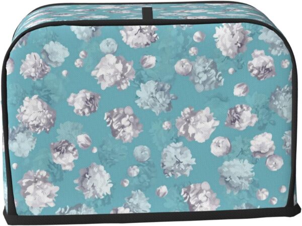 Toaster Covers Kitchen Accessories Decor, 2 Slice Toaster Bread Maker Oven Protector Covers, Dust Proof Fingerprint Covers Flourishing Flowers Floral Daisy Blue - Image 2