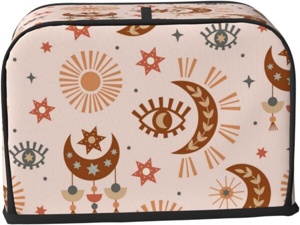 2 Slice Toaster Cover with Pocket Appliance Cover Toaster Dust And Fingerprint, Washable Kitchen Accessories, Psychedelic Sun Moon Stars - Image 2