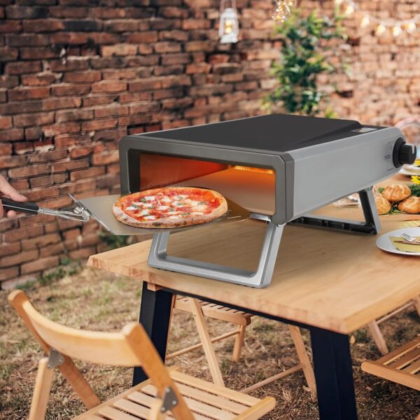 Outdoor Pizza Oven, 12 inch Portable Pizza Oven Outdoor Grill, Pizza Barbecue Oven with Gas Powered Propane and Portable Maker Accessories for Outside Backyard Kitchen Camp With Accessories Kit, Gray - Image 8