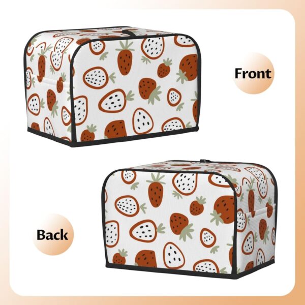 2 Slice Toaster Cover with Pocket Appliance Cover Toaster Dust And Fingerprint, Washable Kitchen Accessories, Cute Red Strawberry Pattern White - Image 3