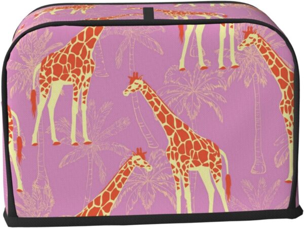 Toaster Covers Kitchen Accessories Decor, 2 Slice Toaster Bread Maker Oven Protector Covers, Dust Proof Fingerprint Covers Tropical Giraffe And Palm - Image 2