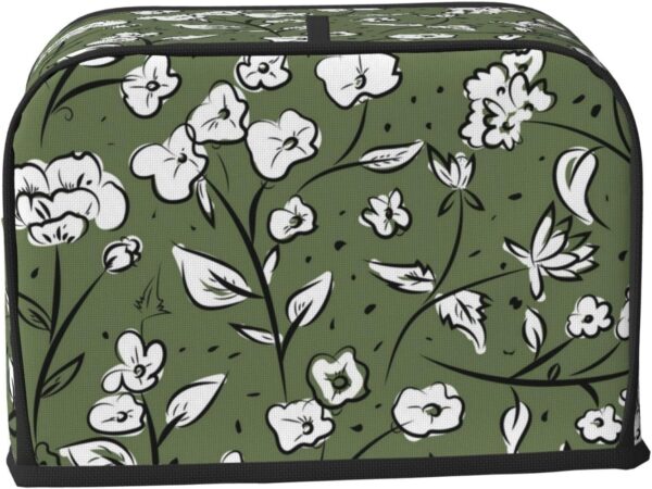 2 Slice Toaster Cover with Pocket Appliance Cover Toaster Dust And Fingerprint, Washable Kitchen Accessories, Abstract Flower Floral Daisy - Image 2