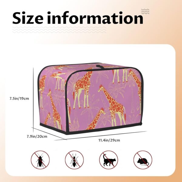 Toaster Covers Kitchen Accessories Decor, 2 Slice Toaster Bread Maker Oven Protector Covers, Dust Proof Fingerprint Covers Tropical Giraffe And Palm - Image 5