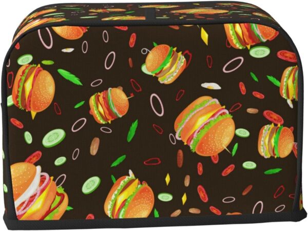 Toaster Covers Kitchen Accessories Decor, 2 Slice Toaster Bread Maker Oven Protector Covers, Dust Proof Fingerprint Covers Burger Grilled Beef - Image 2