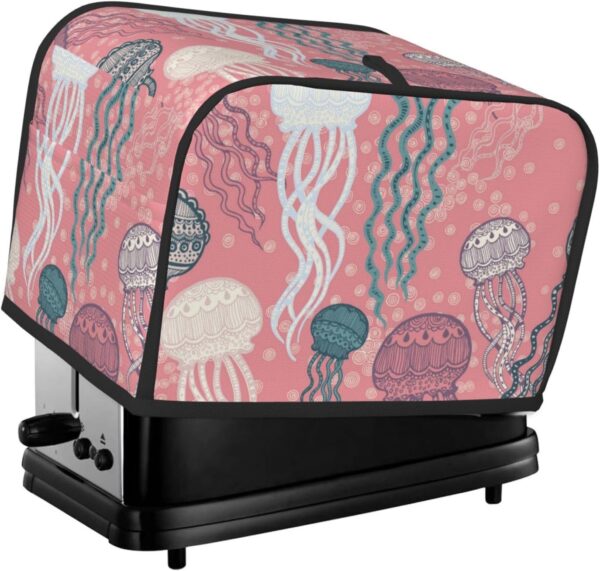 Toaster Covers Kitchen Accessories Decor, 2 Slice Toaster Bread Maker Oven Protector Covers, Dust Proof Fingerprint Covers Jellyfish Ethnic Art