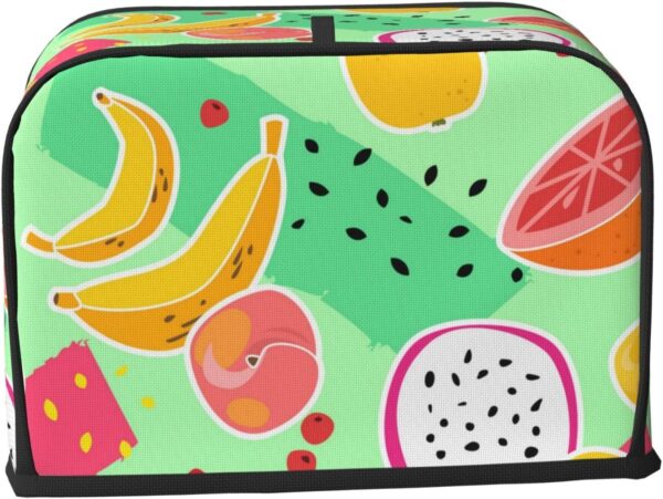 Toaster Covers Kitchen Accessories Decor, 2 Slice Toaster Bread Maker Oven Protector Covers, Dust Proof Fingerprint Covers Fruit Print Fruits Summer Peach Banana - Image 2