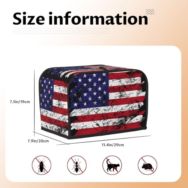 2 Slice Toaster Cover with Pocket Appliance Cover Toaster Dust And Fingerprint, Washable Kitchen Accessories, Usa Flag Grunge American Flag - Image 5