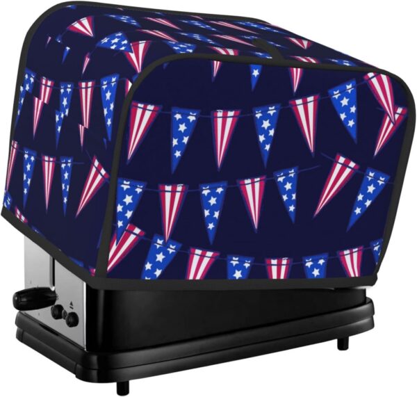 Toaster Covers Kitchen Accessories Decor, 2 Slice Toaster Bread Maker Oven Protector Covers, Dust Proof Fingerprint Covers Colorful Holiday American Flag