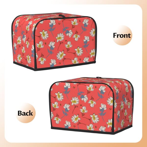 2 Slice Toaster Cover with Pocket Appliance Cover Toaster Dust And Fingerprint, Washable Kitchen Accessories, Shabby Chic Flower Daisy Roses Spring Season Theme Red - Image 3