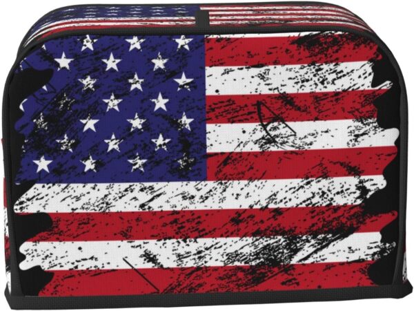 2 Slice Toaster Cover with Pocket Appliance Cover Toaster Dust And Fingerprint, Washable Kitchen Accessories, Usa Flag Grunge American Flag - Image 2