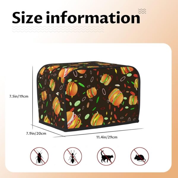 Toaster Covers Kitchen Accessories Decor, 2 Slice Toaster Bread Maker Oven Protector Covers, Dust Proof Fingerprint Covers Burger Grilled Beef - Image 5