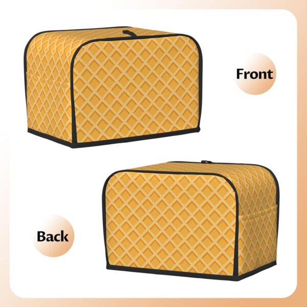 2 Slice Toaster Covers Dust Protection Bread Maker Covers Toaster Cover Kitchen Accessories Washable Appliance Cover Yellow Waffle Seamless Pattern - Image 3