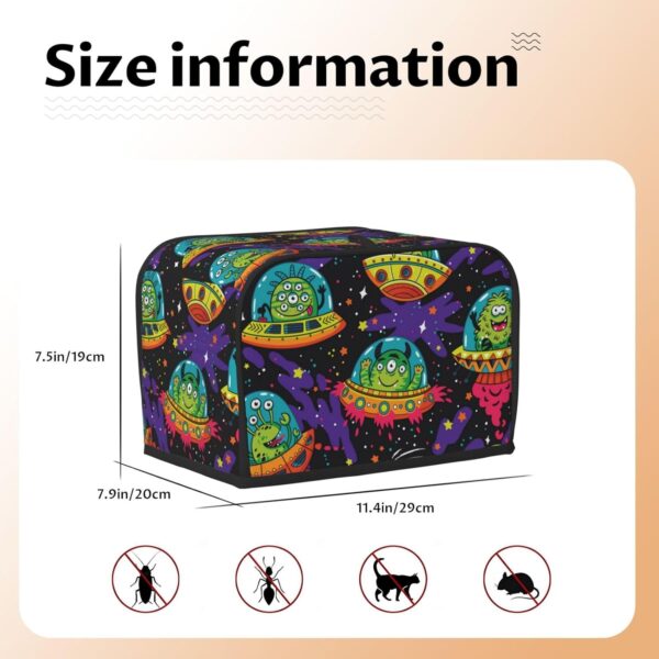 Toaster Covers Kitchen Accessories Decor, 2 Slice Toaster Bread Maker Oven Protector Covers, Dust Proof Fingerprint Covers Cool Universe Cartoon Alien - Image 5