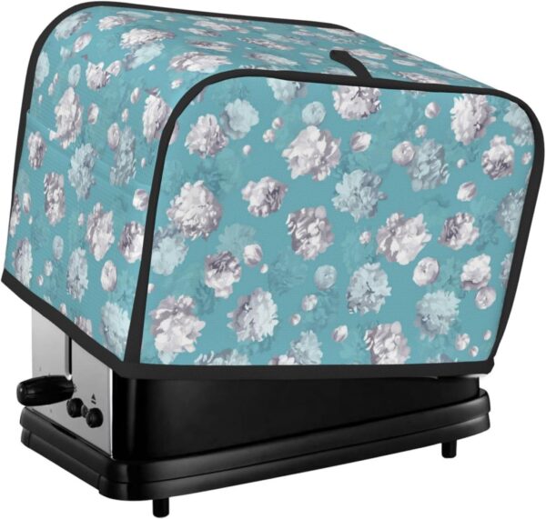 Toaster Covers Kitchen Accessories Decor, 2 Slice Toaster Bread Maker Oven Protector Covers, Dust Proof Fingerprint Covers Flourishing Flowers Floral Daisy Blue