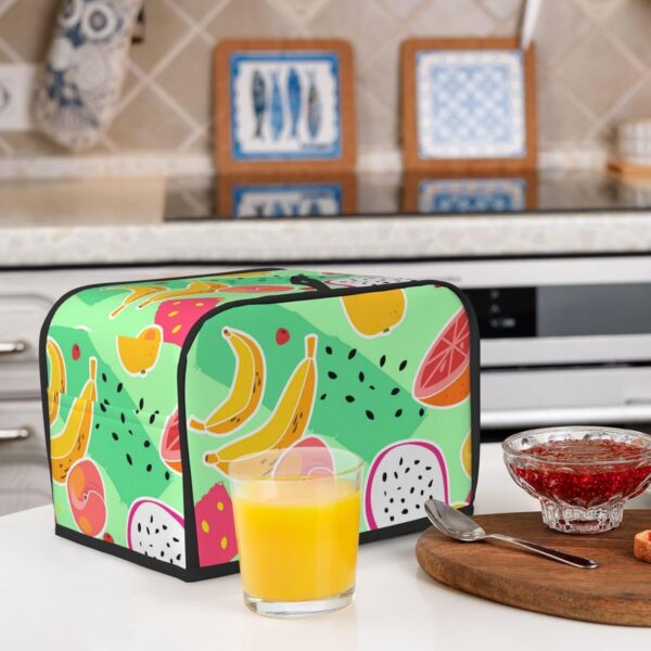 Toaster Covers Kitchen Accessories Decor, 2 Slice Toaster Bread Maker Oven Protector Covers, Dust Proof Fingerprint Covers Fruit Print Fruits Summer Peach Banana - Image 6