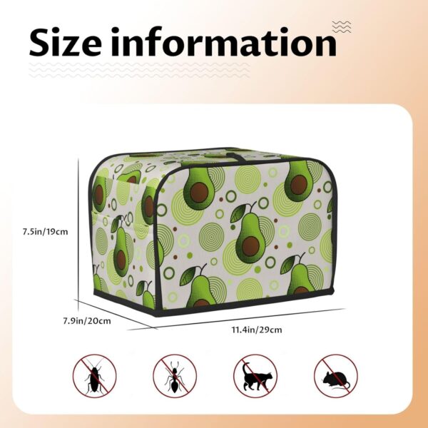 2 Slice Toaster Cover with Pocket Appliance Cover Toaster Dust And Fingerprint, Washable Kitchen Accessories, Avocado And Circle Pattern - Image 5