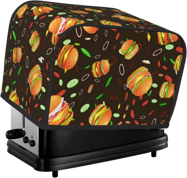 Toaster Covers Kitchen Accessories Decor, 2 Slice Toaster Bread Maker Oven Protector Covers, Dust Proof Fingerprint Covers Burger Grilled Beef