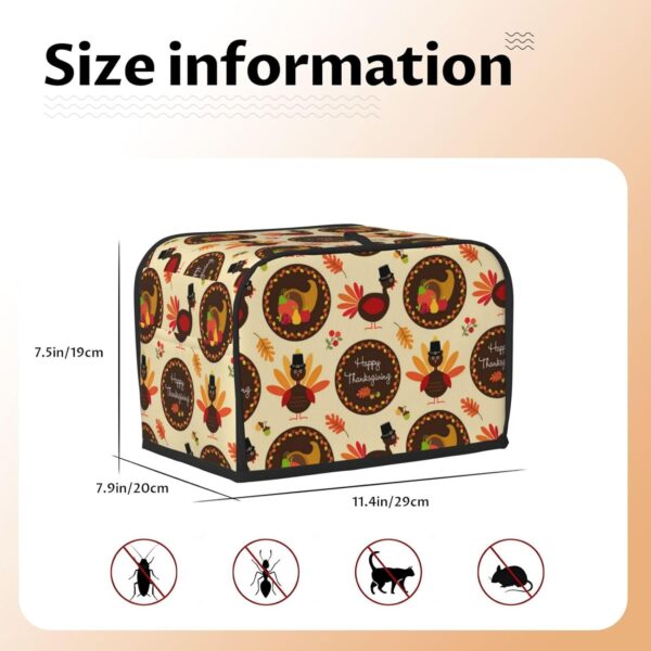 2 Slice Toaster Covers Dust Protection Bread Maker Covers Toaster Cover Kitchen Accessories Washable Appliance Cover Thanksgiving Pattern With Turkeys - Image 5