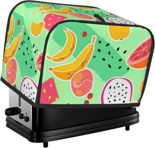 Toaster Covers Kitchen Accessories Decor, 2 Slice Toaster Bread Maker Oven Protector Covers, Dust Proof Fingerprint Covers Fruit Print Fruits Summer Peach Banana