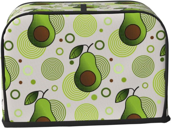 2 Slice Toaster Cover with Pocket Appliance Cover Toaster Dust And Fingerprint, Washable Kitchen Accessories, Avocado And Circle Pattern - Image 2