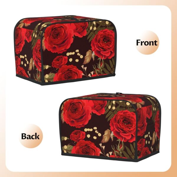 2 Slice Toaster Cover with Pocket Appliance Cover Toaster Dust And Fingerprint, Washable Kitchen Accessories, Red Rose Floral Pedals Dots Leaves - Image 3