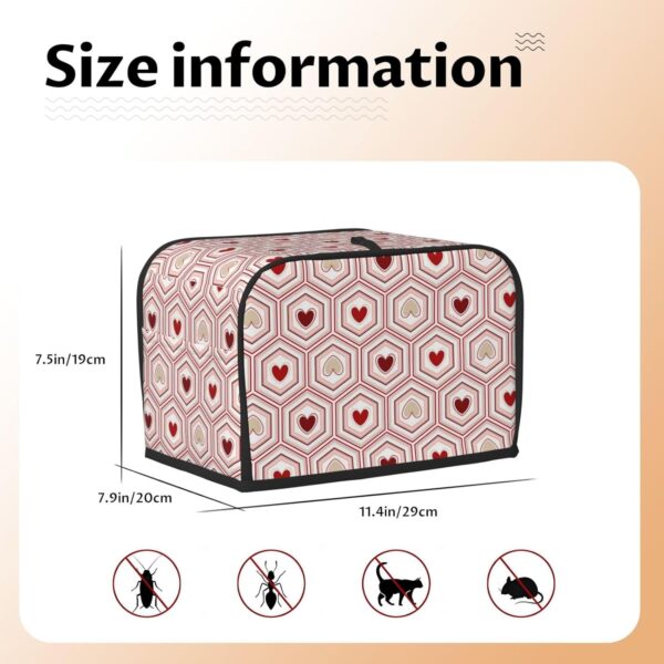 2 Slice Toaster Cover with Pocket Appliance Cover Toaster Dust And Fingerprint, Washable Kitchen Accessories, Love Hearts Pattern - Image 5