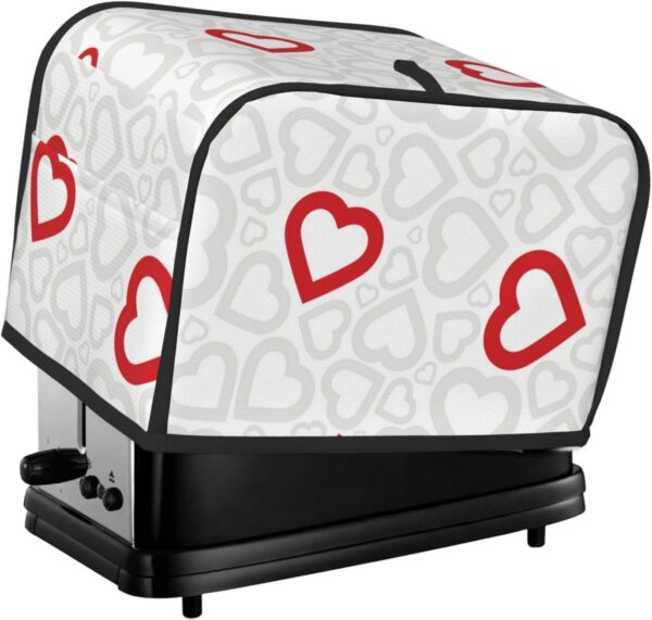 Toaster Covers Kitchen Accessories Decor, 2 Slice Toaster Bread Maker Oven Protector Covers, Dust Proof Fingerprint Covers Love Hearts Pattern