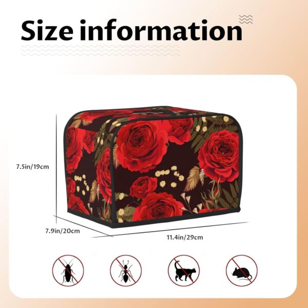 2 Slice Toaster Cover with Pocket Appliance Cover Toaster Dust And Fingerprint, Washable Kitchen Accessories, Red Rose Floral Pedals Dots Leaves - Image 5