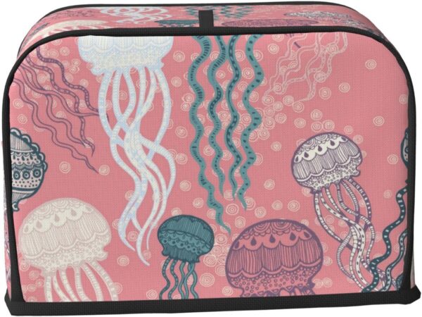 Toaster Covers Kitchen Accessories Decor, 2 Slice Toaster Bread Maker Oven Protector Covers, Dust Proof Fingerprint Covers Jellyfish Ethnic Art - Image 2