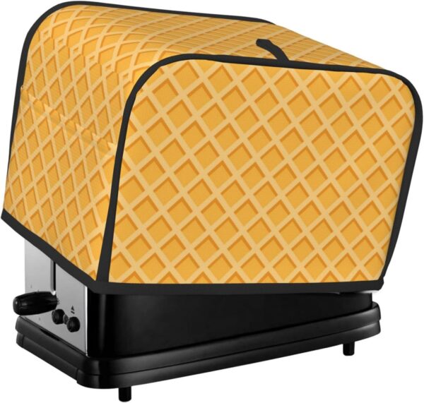 2 Slice Toaster Covers Dust Protection Bread Maker Covers Toaster Cover Kitchen Accessories Washable Appliance Cover Yellow Waffle Seamless Pattern