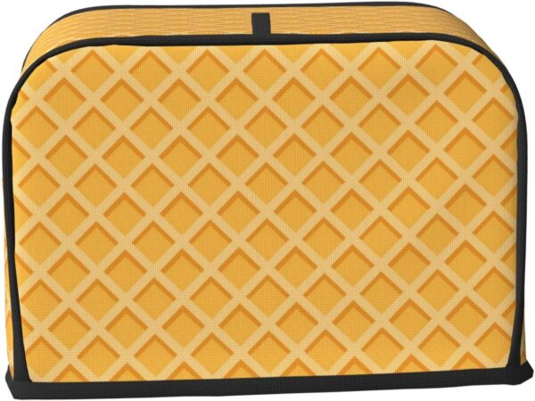 2 Slice Toaster Covers Dust Protection Bread Maker Covers Toaster Cover Kitchen Accessories Washable Appliance Cover Yellow Waffle Seamless Pattern - Image 2