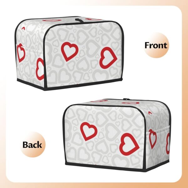 Toaster Covers Kitchen Accessories Decor, 2 Slice Toaster Bread Maker Oven Protector Covers, Dust Proof Fingerprint Covers Love Hearts Pattern - Image 3