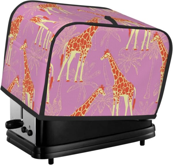 Toaster Covers Kitchen Accessories Decor, 2 Slice Toaster Bread Maker Oven Protector Covers, Dust Proof Fingerprint Covers Tropical Giraffe And Palm