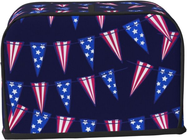 Toaster Covers Kitchen Accessories Decor, 2 Slice Toaster Bread Maker Oven Protector Covers, Dust Proof Fingerprint Covers Colorful Holiday American Flag - Image 2