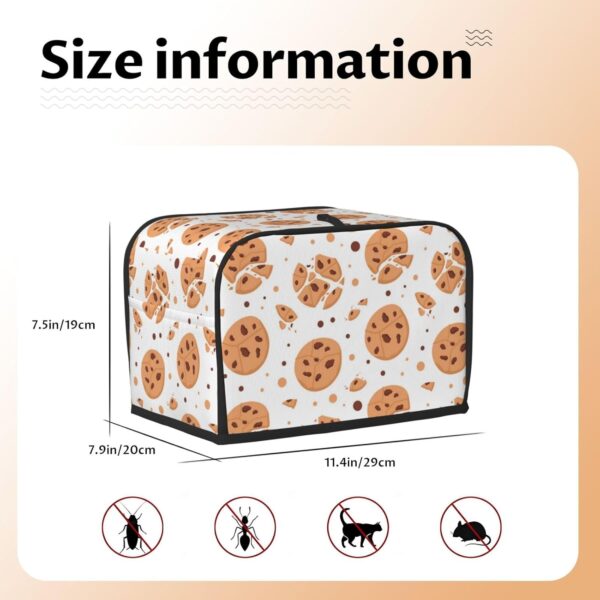 2 Slice Toaster Cover with Pocket Appliance Cover Toaster Dust And Fingerprint, Washable Kitchen Accessories, Chocolate Cookies Pattern Cartoon - Image 5