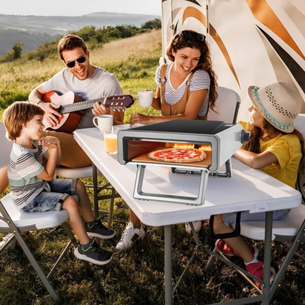 Outdoor Pizza Oven, 12 inch Portable Pizza Oven Outdoor Grill, Pizza Barbecue Oven with Gas Powered Propane and Portable Maker Accessories for Outside Backyard Kitchen Camp With Accessories Kit, Gray - Image 9