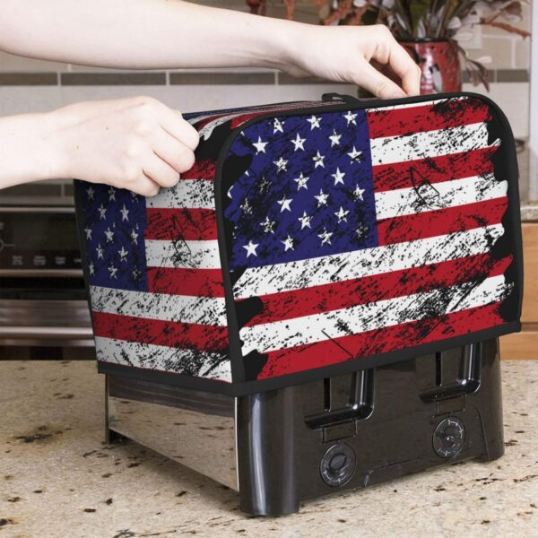 2 Slice Toaster Cover with Pocket Appliance Cover Toaster Dust And Fingerprint, Washable Kitchen Accessories, Usa Flag Grunge American Flag - Image 7