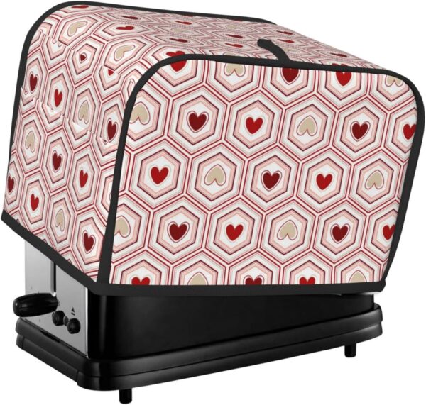 2 Slice Toaster Cover with Pocket Appliance Cover Toaster Dust And Fingerprint, Washable Kitchen Accessories, Love Hearts Pattern