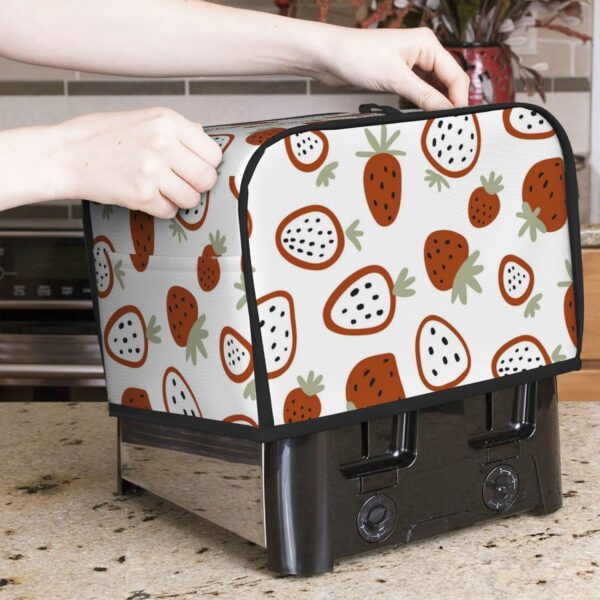 2 Slice Toaster Cover with Pocket Appliance Cover Toaster Dust And Fingerprint, Washable Kitchen Accessories, Cute Red Strawberry Pattern White - Image 7