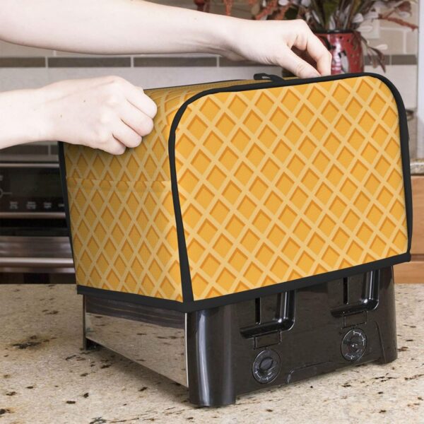 2 Slice Toaster Covers Dust Protection Bread Maker Covers Toaster Cover Kitchen Accessories Washable Appliance Cover Yellow Waffle Seamless Pattern - Image 7